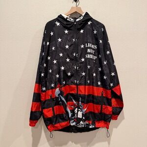 LIONS NOT SHEEP Mens Windbreaker Jacket Patriotic Americana‎ Streetwear 2XL